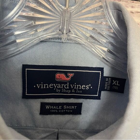 Vineyard Vines Whale Shirt Button Down Women’s XL 18 Blue Prep Cotton - Picture 9 of 11